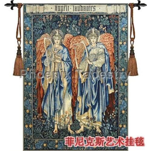 Cotton WilliamMorris Angel play the zither wall hanging tapestry 139*103cm deco Tapiz Tapisserie Arazzo medievale H114