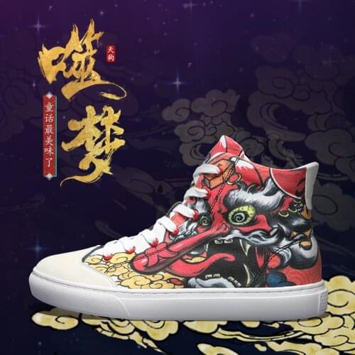 IDX Tenngu chinese culture fashion original comfortable graffiti work canvas street shoes woman