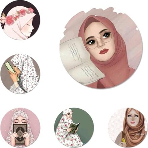 Islamic Muslim Hijabi Girls Womemen Art Icons Pins Badge Decoration Brooches Metal Badges For Backpack Decoration