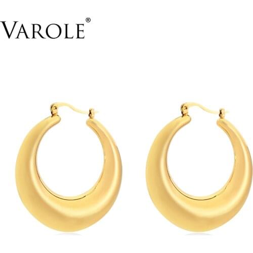 VAROLE Classical Hoop Earrings Gold color Hollow Earings Stainless Steel Circle Earrings For Women Jewelry Wholesale