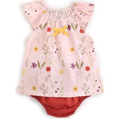 Newborn Baby Girl Infant Jumpsuit Playsuits One Piece Fresh Flower Fly Sleeve Solid Rompers Toddler Clothes Cotton Outfits