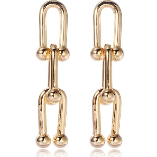 Korean Geometric Lock Earrings Women Statement Punk Small Gold And Silver Color Stud Earrings Party Jewelry