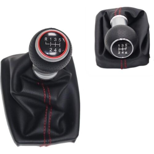 Black red line 5/6 Speed Car Shift Gear Knob Lever Gaitor Boot Cover for Audi AUDI A4 B6 B7