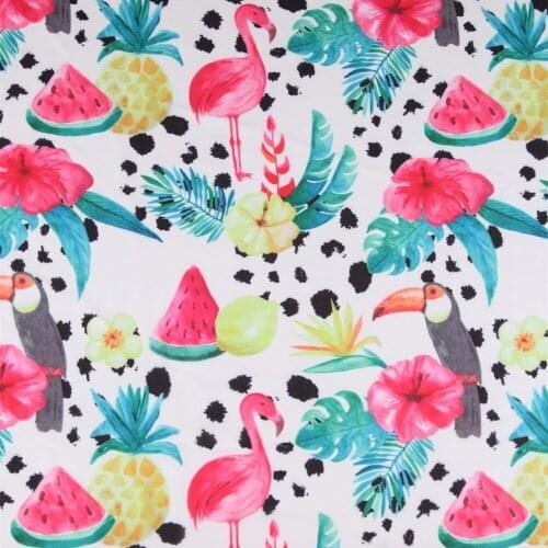 LEO&LIN Watermelon Pineapple Flamingo Chiffon European Root Yarn Air Layer Polyester Fiber Digital Printing Spot Fabrics 50cm