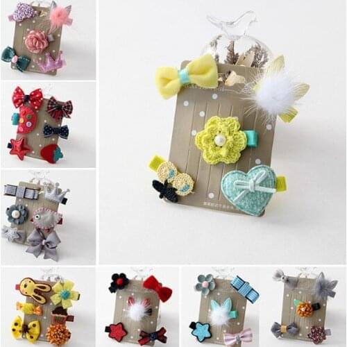 Sweet Childrens series Rabbit Ear Mink Ball Duck Mouth Set Hair Clips lovely Girls Cartoon Hairpin Hair Accessories HeadWear