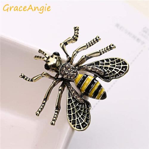 GraceAngie Fashion Bumble Bee Brooch Enamel Alloy Gold Green Women Men Party Wedding Brooches Jewelry Girl Gifts