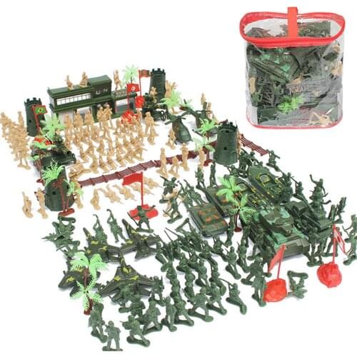 56/188/380 Pcs Army Play Set Military Sandbox Game Soldier Model Action Figures Fun Toys Birthday Gift for Children Kids Boy