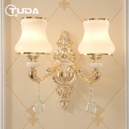 TUDA European Style Alloy Wall Lamp for Living Room Bedroom Television Background Bedside Lamp Led Wall Light