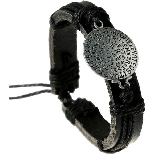 New Black Round Alloy Retro Vintage Ethnic Casual Handmade Woven Leather Bracelets Men Women Jewelry Wholesale Accessories