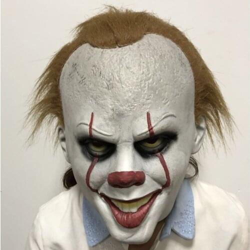 New Latex Movie Stephen Kings It Pennywise Clown Joker Costume Party Masks Full Head Hair BALL Halloween Cosplay Mask