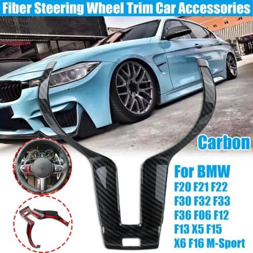 New High Quality Car Steering Wheel Trim Carbon Fiber ABS Interior Decor For BMW F20 F30 F32 F12 X5 Car Interior Accessories