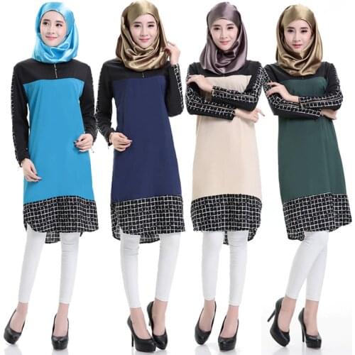 Muslim women Long sleeve hijab Dress maxi abaya jalabiya islamic women islam short dress clothing robe kaftan Moroccan fashion