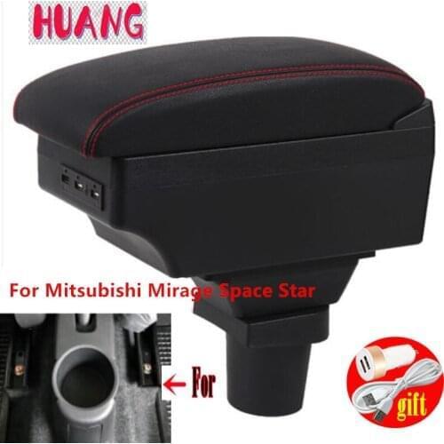 For Mitsubishi mirage Space Star Armrest box Interior special Retrofit parts Center Car Armrest box Center Storage box USB LED