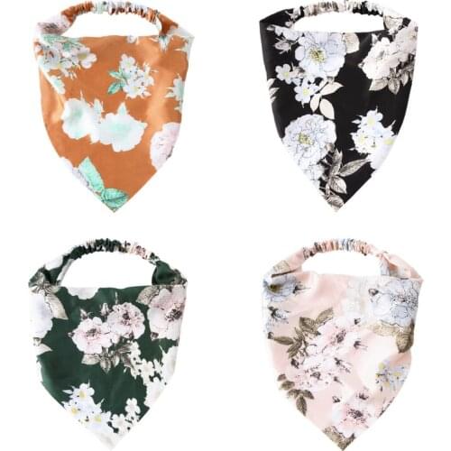 Vintage Print Hair Band Tie Dye Ornament Headwear Girls Triangle Hair Scraf Elastic Headband for Women Hair Accessories