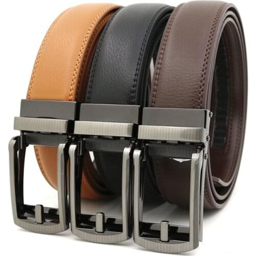 Top Quality Cow Genuine Leather Mens Belt Cowhide Strap for Male Automatic Buckle Belts for Men Alloy Buckle Belt