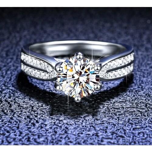 Silver 1-3 Carat Excellent Cut Round Diamond Test Passed D Color High Quality Shiny Moissanite Ring Silver 925 Party Jewelry