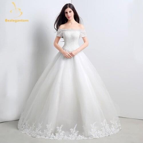 Bealegantom Ivory Off Shoulder Sweetheart Wedding Dresses 2019 Beaded Lace Up Bridal Gowns Vestido De Novia QA1106