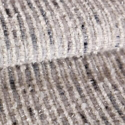 50x145cm France White Stripe Ribbon Dyed Braided Tweed Fabric For Woman Autumn Jacket Dress Suits Coat DIY Sewing Material