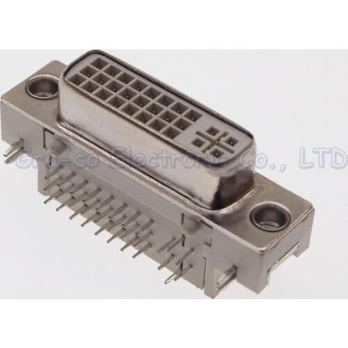 DVI24+5 female socket Weld plate type 90 degree 24+5P Three rows DVI connector