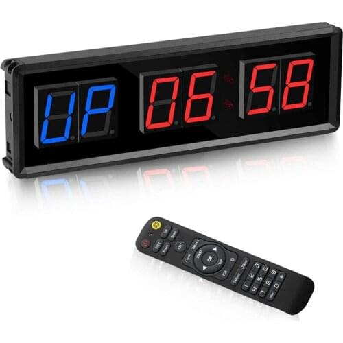 Gym Timer,LED Interval Timer Digital Countdown Wall Clock Fitness Timer,1.5Inch Digits Down/Up Clock Stopwatch for Home
