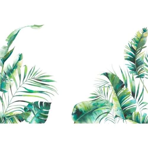 Tropical Plant Wall Sticker Green Leaf Leaves Wallpaper Decals DIY Mural Living Room Background Decorative Home Decor Wholesale