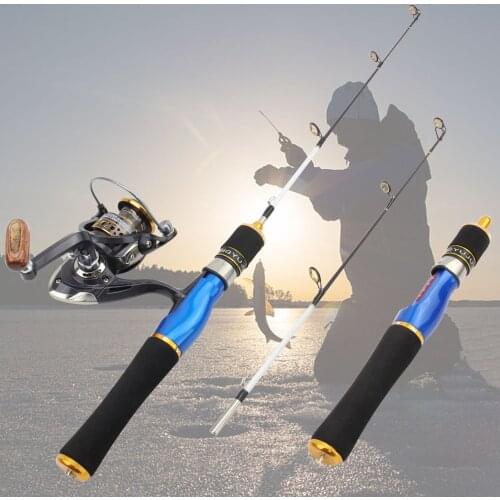 58cm Winter fishing Rod Reel Combos carbon Spinning Ice fishing rod and reel set Ultra short and portable Fishing rod on boat