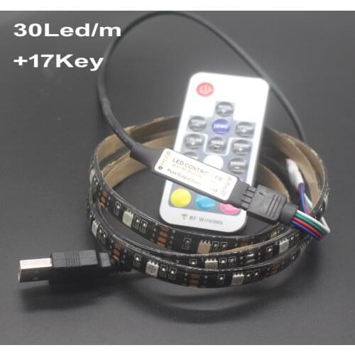 DC 5V USB LED Strip 5050 Waterproof RGB LED Light Flexible 50CM 1M 2M add 3 17 24Key Remote For TV Background Lighting