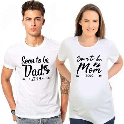 Soon To Be Mom and Dad Couple Pregnancy Shirts Women Funny Maternity Matching T Shirts Pregnancy Announcement Couple T-shirts
