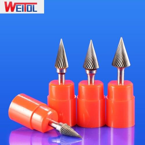 WeiTol type M taper tungsten carbide burrs double cut 6mm SHK grinding head for metal cnc machine tool