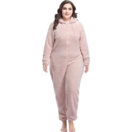 Women Plus Size Teddy Kigurumi Pajama Sets Hooded Kingurumi Warm Onesie Pyjamas Fleece Pajamas Kigurumi For Women Adults