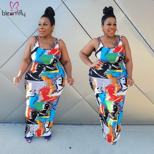 Summer Sexy Vintage Dress Women Sleeveless Boho Print Bodycon Casual Party Dresses Robe Femme Beach Vestidos Plus Size Clothing