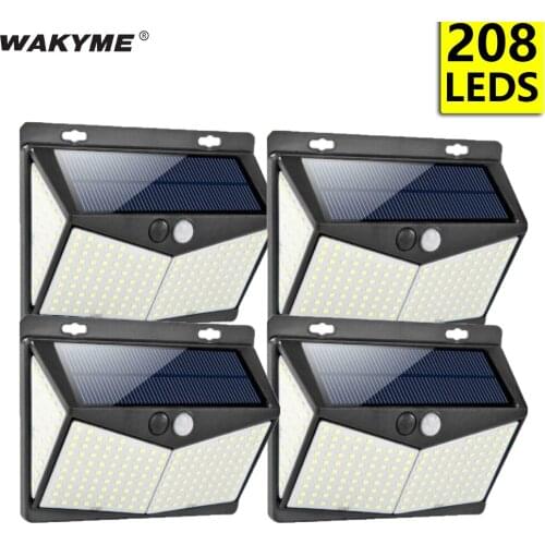 208 LED Solar Light Outdoor PIR Motion Sensor Waterproof Super Bright Solar Garden Light For Patio Yard Pathway Street Wall Lamp