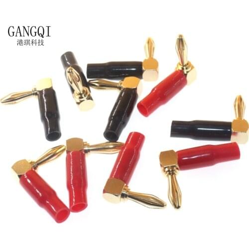 4pair L Shape 4mm Banana Male Plug Wire Connector 4 mm 90 Degree Right Angle Banana Audio Speaker Cable Screw Connectors