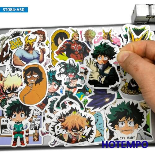 50pcs Hot Anime My Hero Academia Style Mix Fun Decals Stickers Pack for Fans DIY Phone Laptop Luggage Skateboard Cartoon Sticker