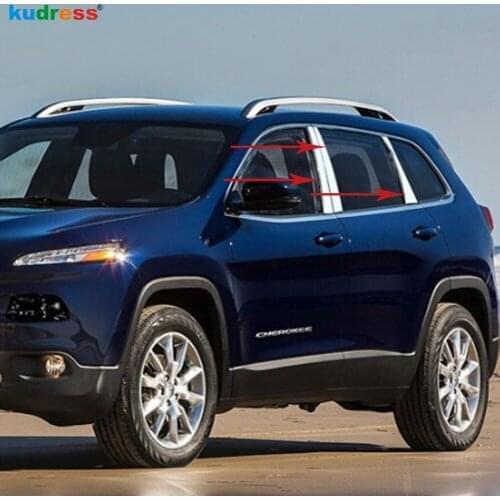 For Jeep Cherokee 2014 2015 2016 Stainless Steel Window Pillar Post Cover Strip Trim Sticker B Pillars Trims Car Accessories