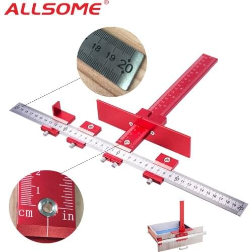 ALLSOME 4/5MM Aluminum Alloy Hole Jig Woodworking Inch/Metric Cabinet Hardware Jig Drilling Dowelling Guide For Drill Machine