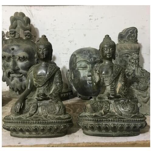 Free Shipping Enshrine a Bronze Statue of Buddha in the Town House of Sakyamuni Tota in a Dragon Robe 21CM