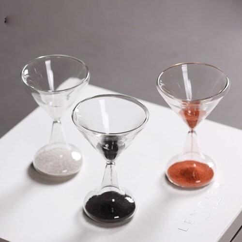 1 min Simple Modern European Wine glass shape double layer Glass Timer Hourglass Creative Home living Room Decoration ornaments