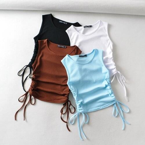 BRADELY MICHELLE 2021 Summer NEW Arrival Women Solid Color Sexy Causal Crop Top With String Both Side Club For Fashion Ladies