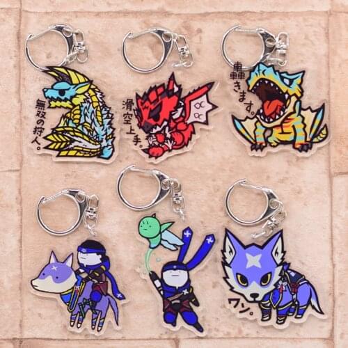 Monster Hunter Keychain Series #2 Double Sided Acrylic Cartoon Key Chain Pendant Anime Accessories Keyring Hot Sale