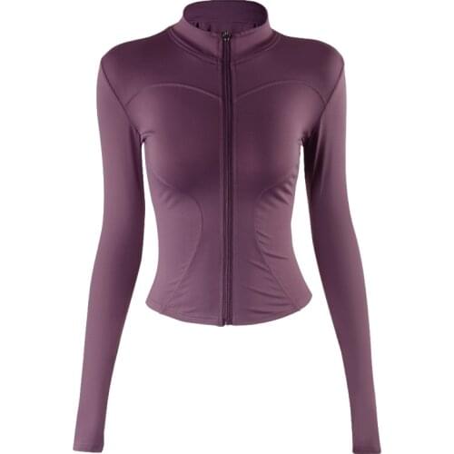 Quick Dry Long Sleeve Yoga Shirt Fitness Zipper Yoga Suit Coat Sportswear Workout Sport Tops Gym Clothing Women Exercise Running