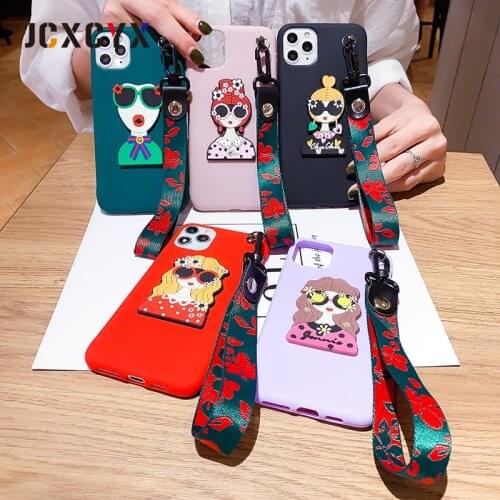 Luxury brand Sexy girl cool 3D Lanyard Soft silicone phone case for apple iphone X XR XS MAX 6 6S 7 8 plus 11 Pro 12 MiNi cover