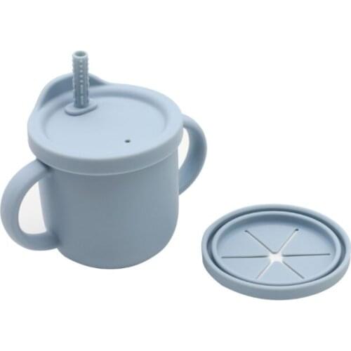 Childrens Silicone Snack Cup Training Drinking Cup for Babies Kids' Anti-fall Binaural Silicone Sippy Cups Feeding Drinkware