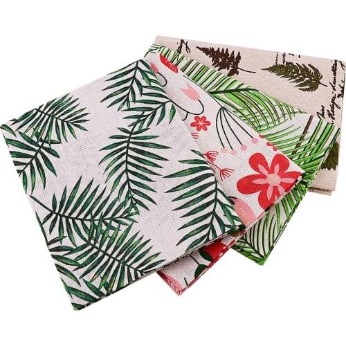 Teramila Green Plant Cotton Linen Fabric Sewing Cloth Tissu Handmade Tablecloth Pillow Bag Curtain Cushion Ankara Canvas Fabric