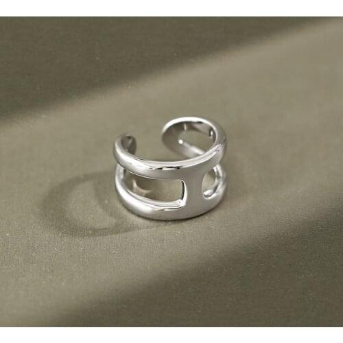 XIHA Real 925 Sterling Silver Ring Inital Letter H Open Adjustable Rings Women Minimalist Jewelry Korean Fashion Accessories