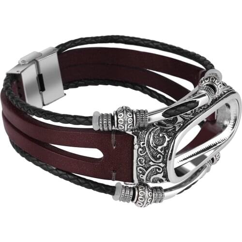 Leather Wristband Band Strap+ Metal Case For Xiaomi Mi Band 4 Bracelet Replacement Bracelet Strap Gift Watchband