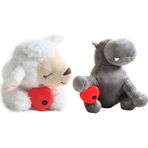 Cute Animal Shape Heartbeat Puppy Behavioral Training Toy Plush Pet Anxiety Relief Sleep Aid Doll Durable Dog Chew Toys