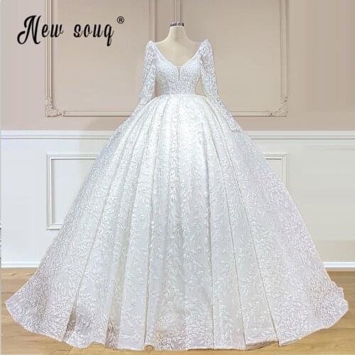 Muslim Long Sleeve Vintage Wedding Dresses 2021 Luxury Scoop Neck Appliques Court Train A Line Bridal Gowns Plus Size