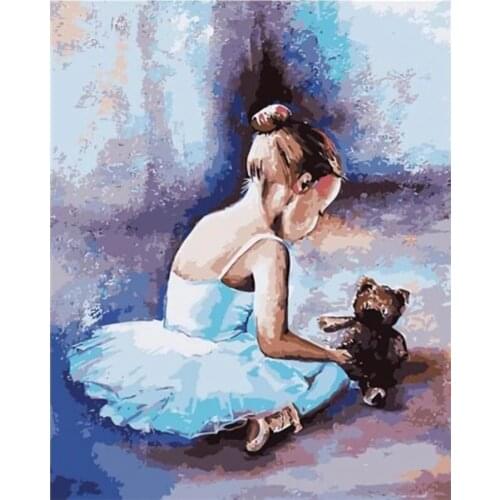 FSBCGT Painting By Number Ballet Girl Drawing On Canvas Hand Painted Pictures By Number Art Home Living Room Decor