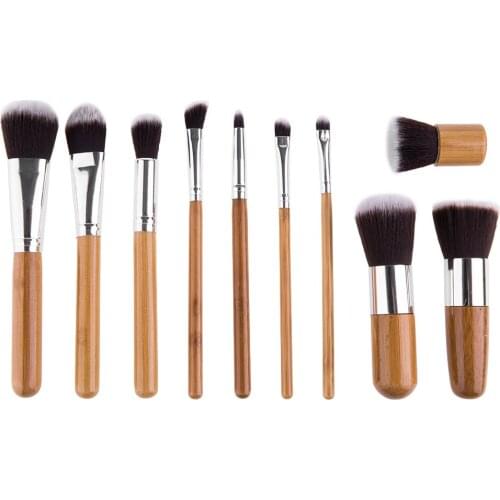 Beauty 11 Pcs Wool Brush Set Makeup Cosmetics with Pure Color Pouch
